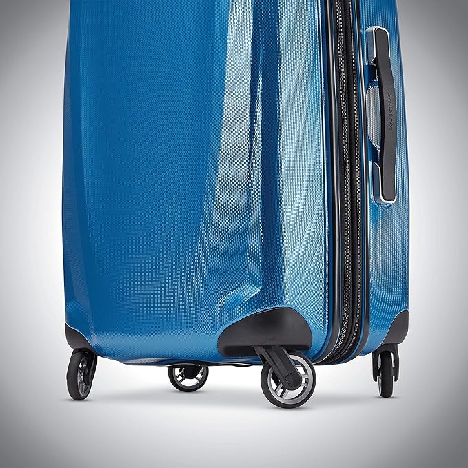Samsonite Winfield 3 DLX Hardside Expandable Luggage with Spinners, Blue/Navy, Checked-Medium 25-Inch