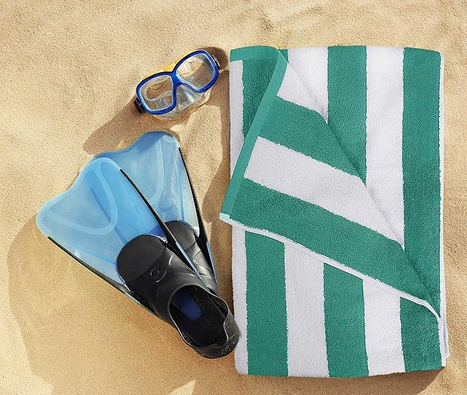Utopia Towels 4 Pack Cabana Stripe Beach Towel, 30 by 60 Inches, Oversized 100% Ringspun Cotton Pool Towels, Highly Absorbent Bath Towels for Beach