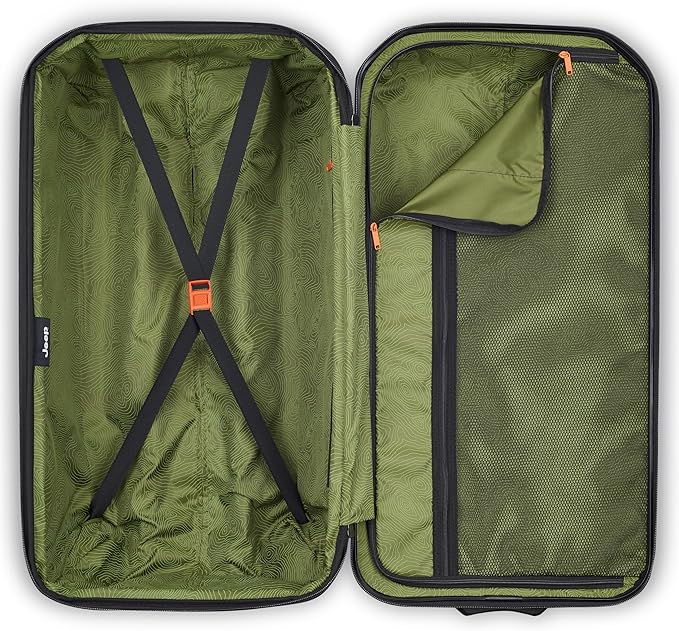 Jeep JH003B Hardside Expandable Luggage with Two Wheels, Black, 2 Piece Set 21/30 Inch