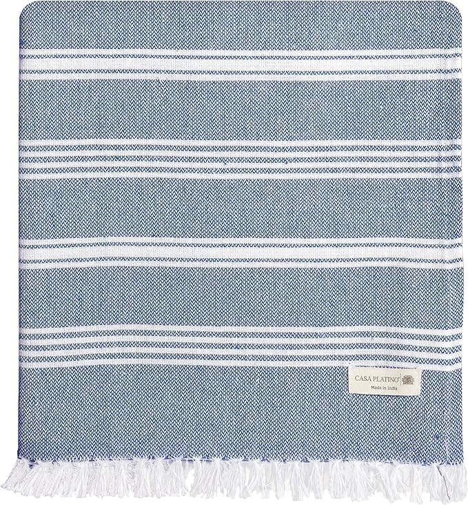 Casa Platino Lightweight Beach Towels, 39"x71" Oversized and Soft Turkish Pool Towel, Quick Dry and Pre-Washed Design for Outdoor Travel, Vacations, Road Trips, or Everyday Use – Sky Blue