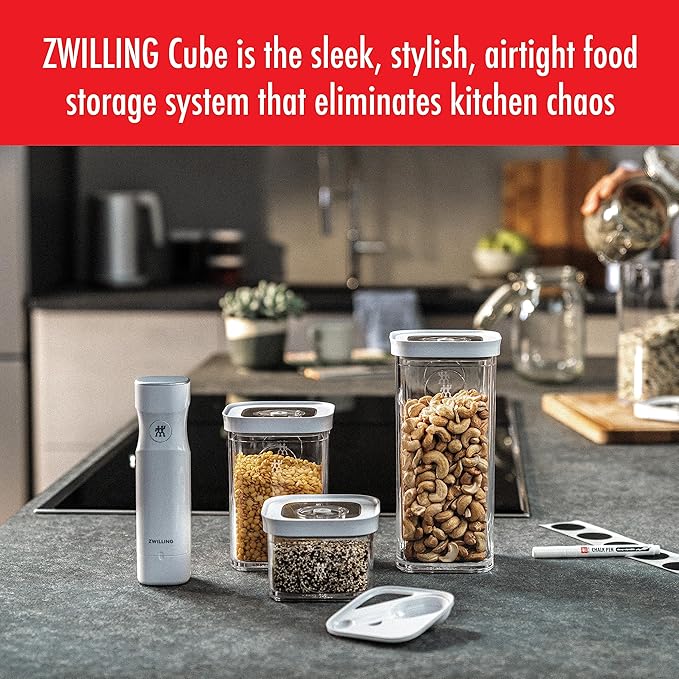 ZWILLING Fresh & Save Cube Boxes, Plastic, Airtight Dry Food Storage Container, Small Medium Height Cube, 2S Container, .87-qt