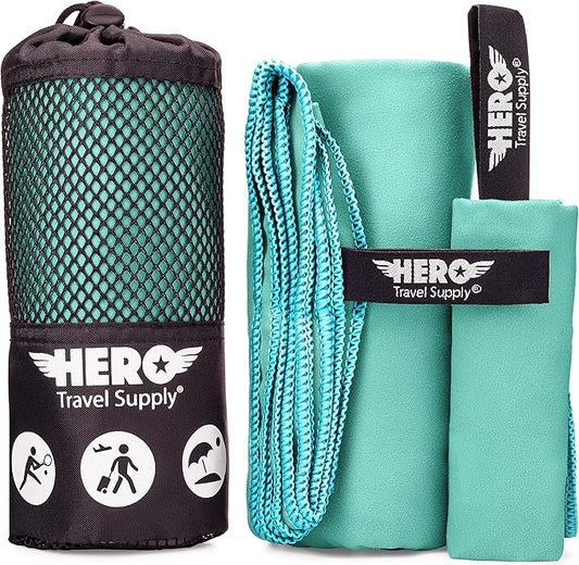 Hero Microfiber Towel, Camping, Beach, Gym - 24 X 48 (Includes Bonus Washcloth)