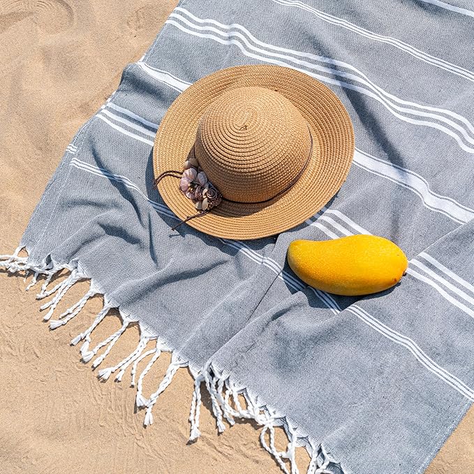 Turkish Beach Towel, 36"x71" Quick Dry Sand Free Oversized Bath Pool Swim Towel, Lightweight Travel Turkish Towels Vacation Essentials, Yellow
