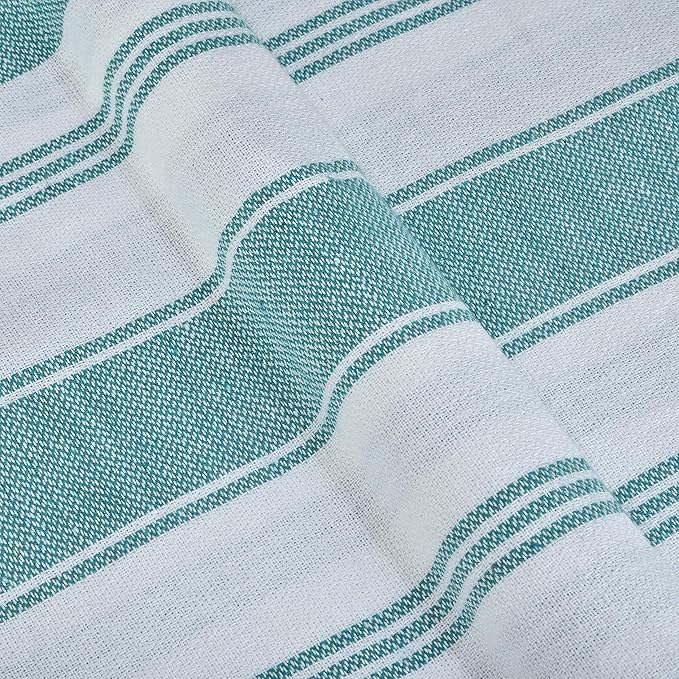 GLAMBURG Peshtemal Turkish Beach Towel Cotton Oversized 36x71 Set of 6 for Adults, Soft Durable Absorbent Extra Large Hammam Bath Sheet - Teal
