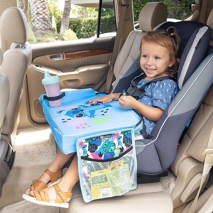 J.L. Childress Disney Baby 3-IN-1 Kids Travel Tray & Tablet Holder - Car Seat Lap Tray Desk for Toddlers, Road Trip Essentials, Car Seat Activity Table, Travel Accessories - Stitch