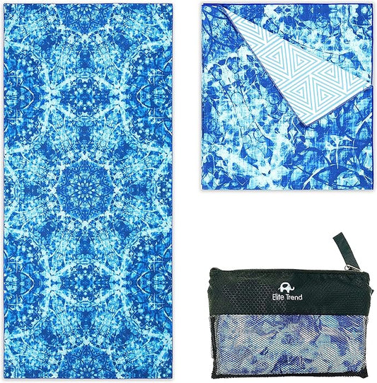 Elite Trend Microfiber Beach Towel for Adults with Bag - Extra Large 78x35 inch Lightweight Sand Free Quick Dry Towel for Travel, Swimming, Yoga, Camping (Bluewonder)