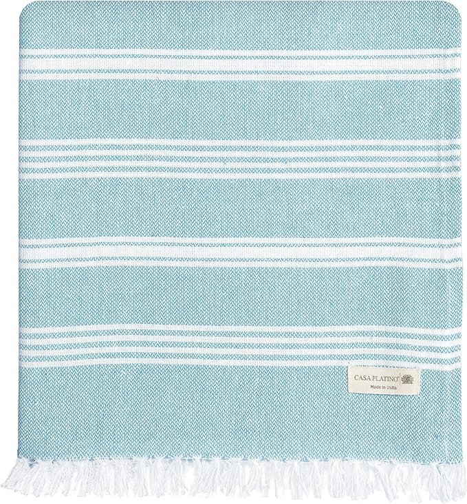 Casa Platino Pre-Washed Large Beach Towels, 39"x71" Lightweight and Soft Oversized Towel, Quick Dry Sand Free Fabric for Outdoor Use, Great for Lounging, Sunbathing, or Drying Off – Ice Blue