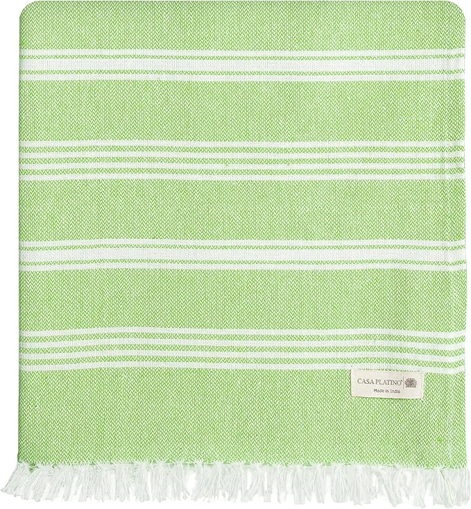 Casa Platino Turkish Style Beach Towel, 39"x71" Extra Large Pre-Washed Lightweight Pool Towel, Quick Dry and Sand Free for Everyday Use at The Beach or While Traveling Comfortably— Jade Lime