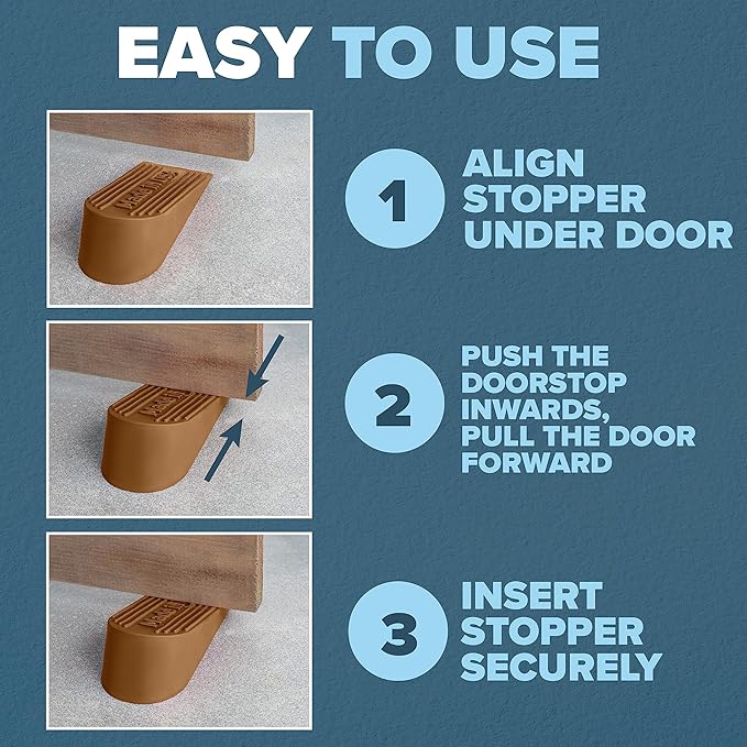 Large Rubber Door Stopper Made in USA - Door Stop Wedge for Carpet, Tile, or Concrete Floor, Door stoppers for Bottom of Door -Heavy Duty for Commercial & Home Use - 6.5 x 2.75 x 1.9 Inches Coffee