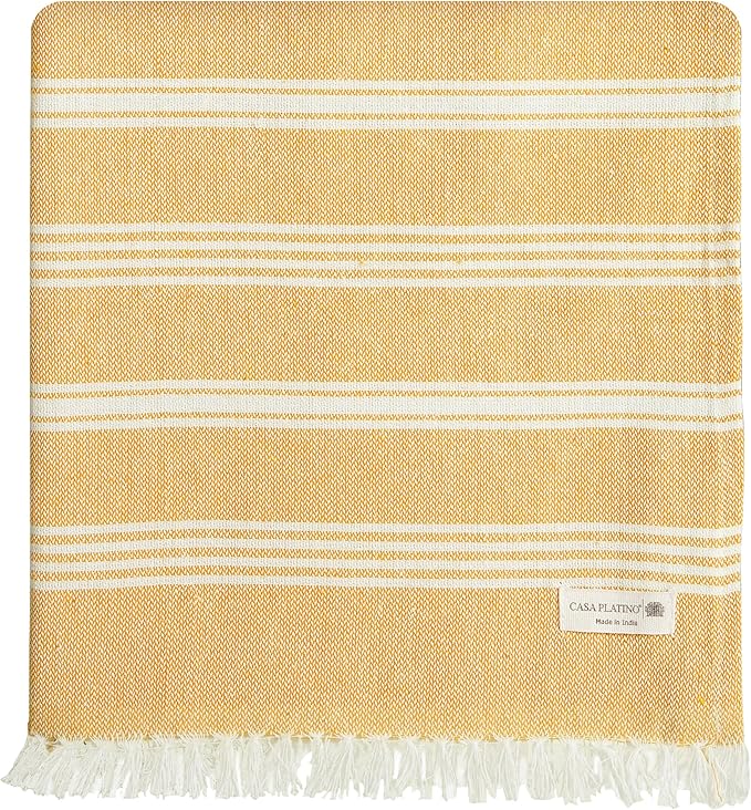 Casa Platino Oversized Beach Towel, Pre-Washed and Quick Dry Pool Towel, Lightweight and Sandless Design for All-Day Comfort, Great for Seaside Lounging or Vacation Packing – 39"x71" Mustard