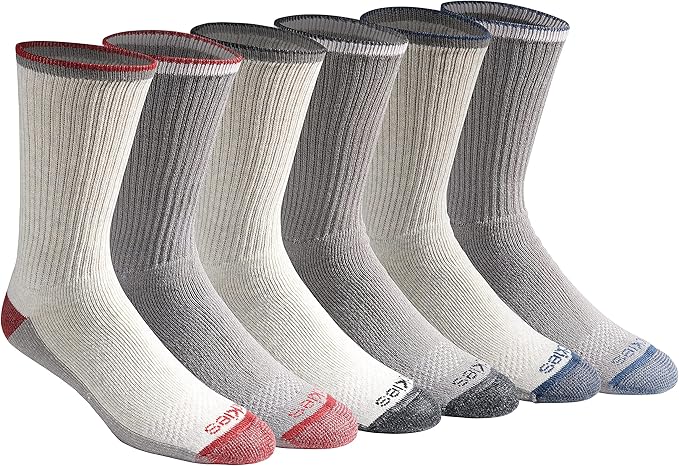 Dickies Men's Dri-Tech Original Moisture Control Crew Socks, Available in M-XXL (6, 12, 18 Pairs)