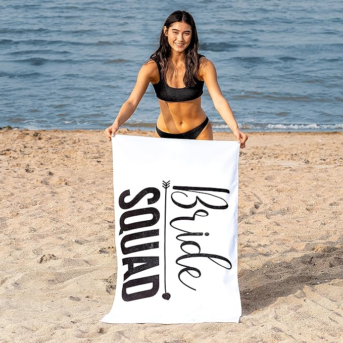 Bride Squad Towel for Beach Bachelorette Party - Large Classic Towel Design for Bridesmaids to Match Bride to Be - Team Bride Tribe Bachelorette Party Towels - 60"x30"