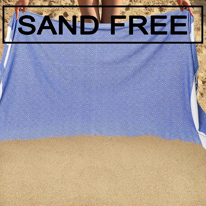 Beach Towel 2 Pack,Sand Free Beach Towels Oversized 39 x 72,Diamond Turkish Beach Towel Quick Dry,Lightweight Pool Towels for Adults,Cool Beach Essentials
