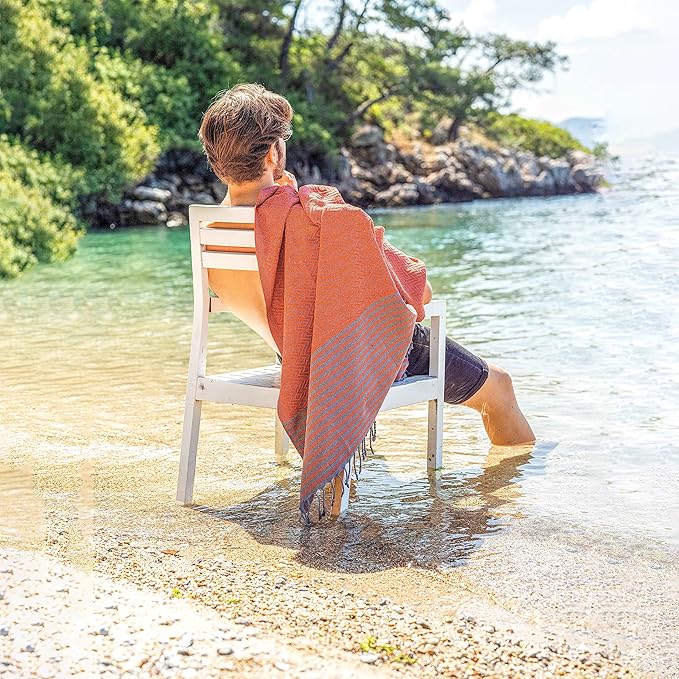 RAY SILVER Turkish Beach Towel – 100% Cotton 40x71 Quick Dry Oversized Sand Free Lightweight Blanket for Travel Camping Bath Sauna Pool Gym Yoga (4pc- Black Orange Yellow White)